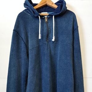 Lucky Brand Mens Thermal Hoodie Blue Indigo Knit